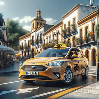 Realistic stock image of a taxi in La Roda